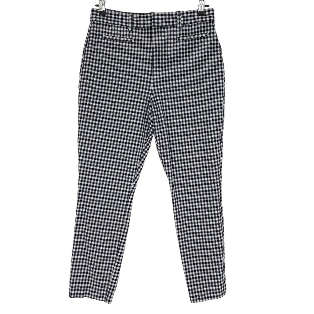 GAP Signature Skinny Ankle Pants Navy Blue Gingham High Rise Stretch